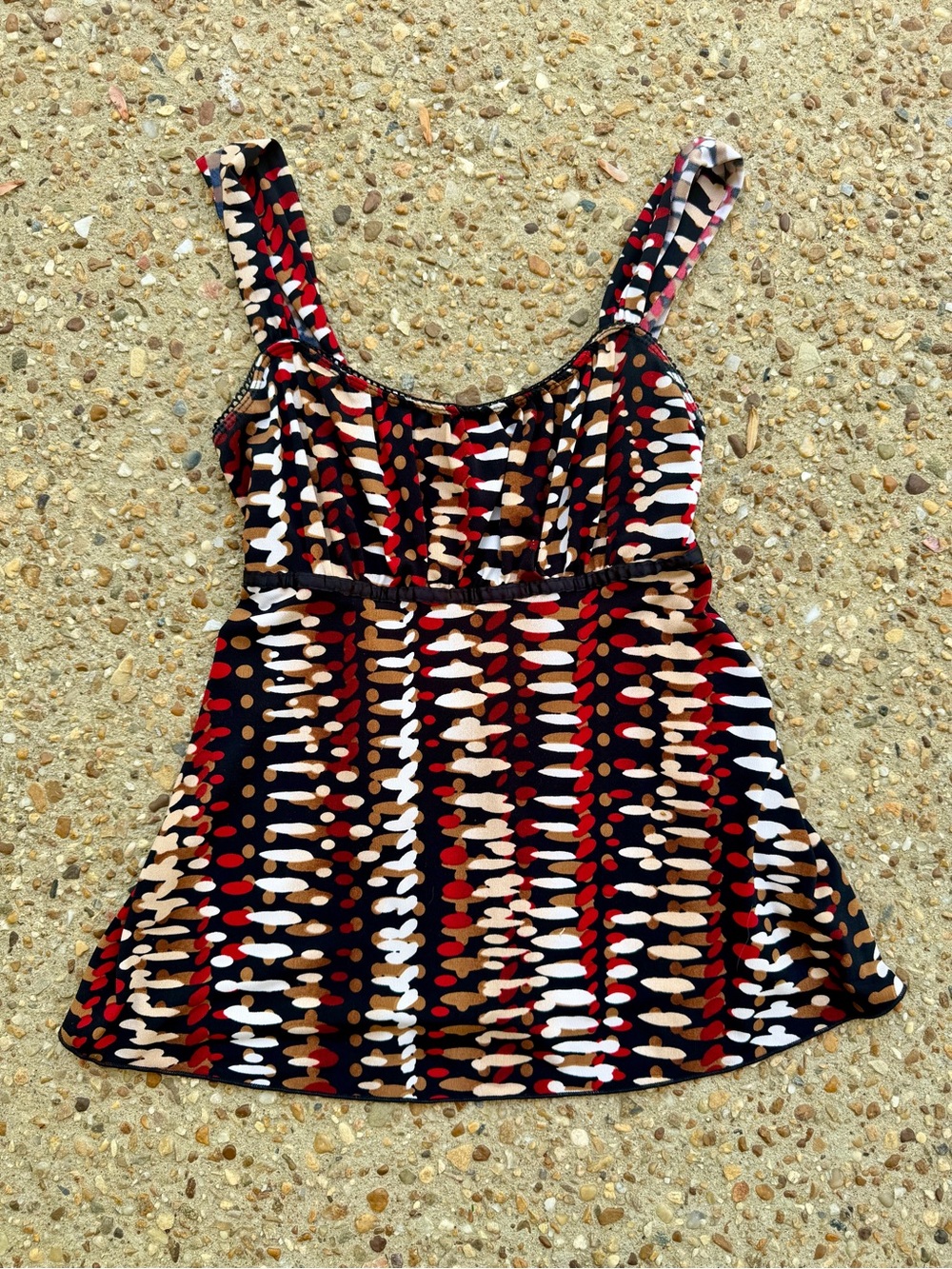 VTG Y2K A. Byer Babydoll Lined Polka Dot Back Tie Tank Made in USA Size M